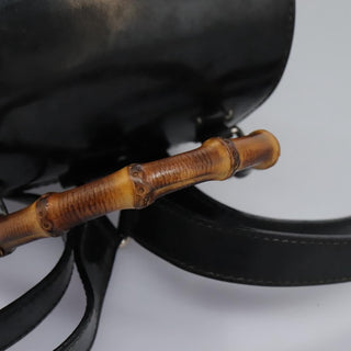 Gucci Vintage Bamboo Backpack Nylon and Patent Leather