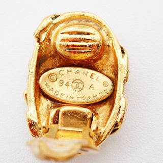 Chanel Vintage CC Button ovales Clip-On Earrings Gold-plated