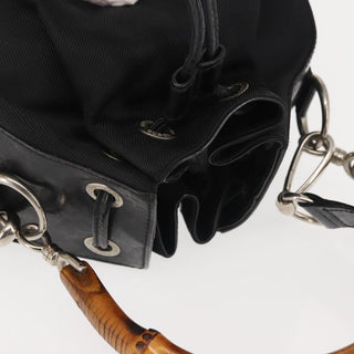 Gucci Vintage Bamboo Bucket Bag Nylon and Leather