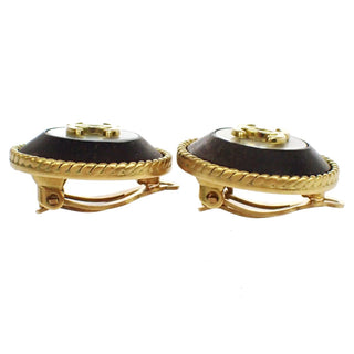Chanel Vintage CC Round Button Clip-On Earrings Metal