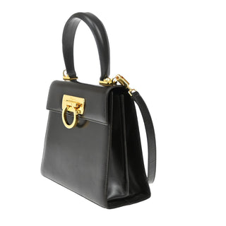 Salvatore Ferragamo Gancini Convertible Top Handle Bag Leather
