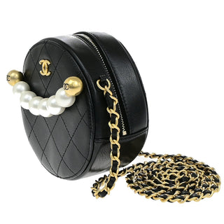 Chanel Chic Pearls Round Clutch with Chain Quilted Lambskin