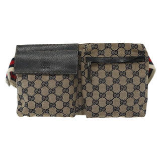 Gucci Vintage Double Belt Bag GG Canvas with Leather