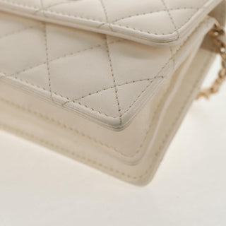 Chanel Camellia Bow Flap Card Holder with Chain Quilted Lambskin