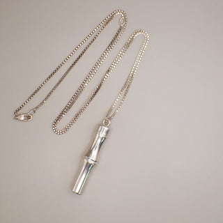 Gucci Bamboo Drop Pendant Necklace Sterling Silver