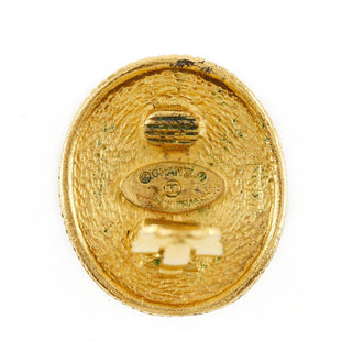 Chanel clips bouton ovale ange logo Gold-plated