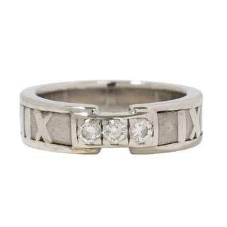 Tiffany & Co. Atlas Band Ring 18K White Gold with Diamonds