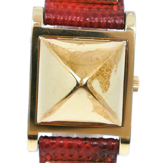 Hermes Medor Quartz Watch Plated Metal and Leather