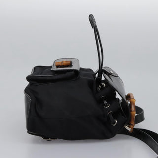 Gucci Vintage Bamboo Backpack Nylon and Patent Leather