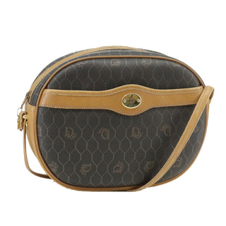 Christian Dior Vintage Honeycomb Shoulder Bag Canvas and Leather