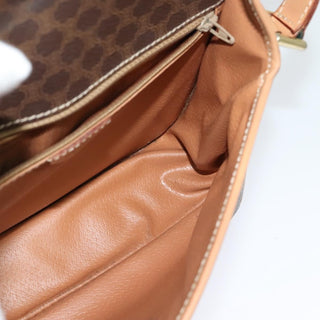 Celine Vintage Macadam Circle Logo Shoulder Bag Canvas and Leather