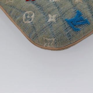 Louis Vuitton New Wave Zipped Pochette Monogram Embroidered Quilted Denim