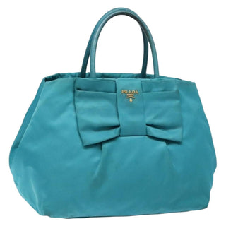 Prada Logo Bow Tote Tessuto with Leather