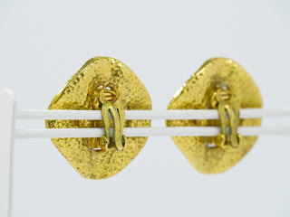 Chanel Vintage Round CC Clip-On Earrings Metal with Faux Pearl