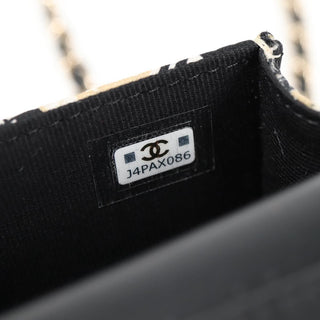 Chanel Flap Card Holder on Chain Quilted Printed Canvas