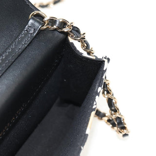 Chanel Flap Card Holder on Chain Quilted Printed Canvas