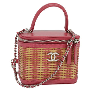 Chanel Take Away Vanity Case Rattan and Calfskin