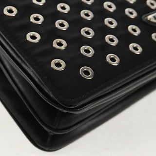 Prada Grommet Chain Flap Shoulder Bag Tessuto with Soft Calf