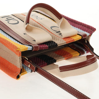 Chloe Woody Tote Canvas with Leather
