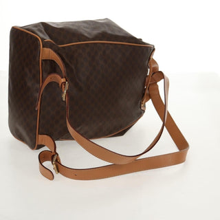 Celine Vintage Drawstring Flap Backpack Macadam Coated Canvas