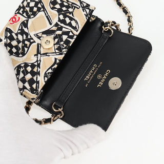 Chanel Flap Card Holder on Chain Quilted Printed Canvas
