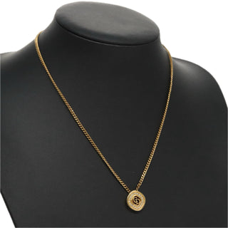 Christian Dior CD Pendant Necklace Metal and Crystals