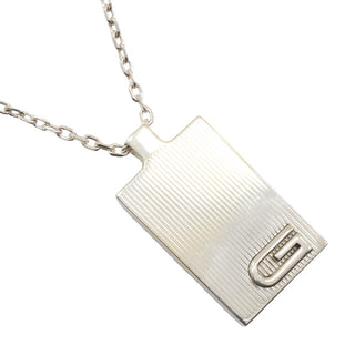 Gucci Interlocking G Plate Pendant Chain Necklace Silver 925