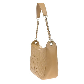 Chanel Logo Chain Shoulder Bag Leather