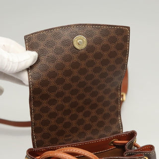 Celine Vintage Drawstring Flap Backpack Macadam Coated Canvas