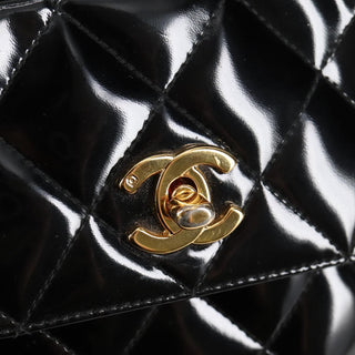Chanel Vintage Square Front Pocket Camera Bag Quilted Patent