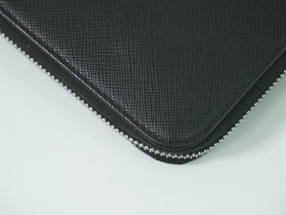 Prada Zip Around Organizer Wallet Saffiano Leather with Applique