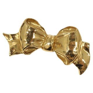 Chanel Vintage CC Bow Brooch Felt with Faux Pearls