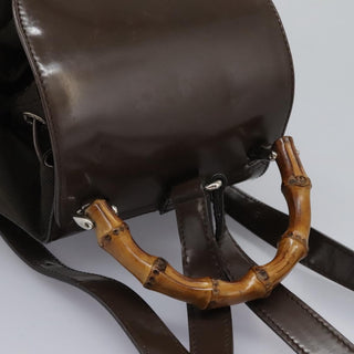Gucci Vintage Bamboo Backpack Nylon and Patent Leather