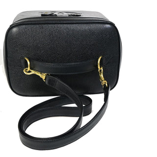 Chanel Vintage Timeless Cosmetic Case with Mirror Caviar