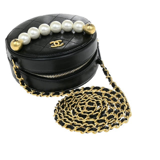 Chanel Chic Pearls Round Clutch with Chain Quilted Lambskin