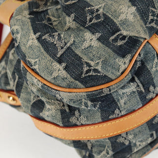 Louis Vuitton Porte Epaule Raye Handbag Striped Monogram Denim