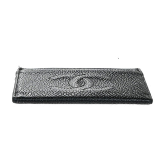 Chanel Logo CC Card case Grained  Leather