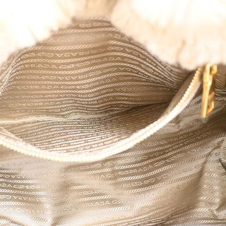 Prada Canapa Tote Denim and Fur