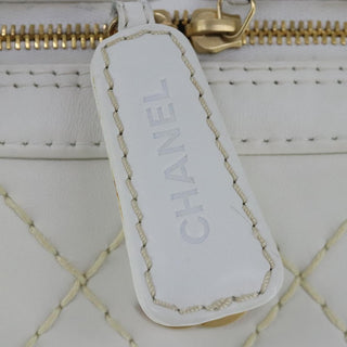 Chanel Surpique Zip Around Satchel Quilted Leather