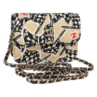 Chanel Flap Card Holder on Chain Quilted Printed Canvas
