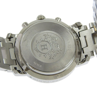 Hermes Clipper Chronograph Quartz Watch Stainless Steel with Plated Metal and Mother of Pearl