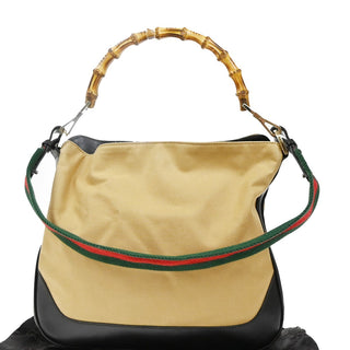 Gucci Sherry bamboo Shoulder Bag Canvas
