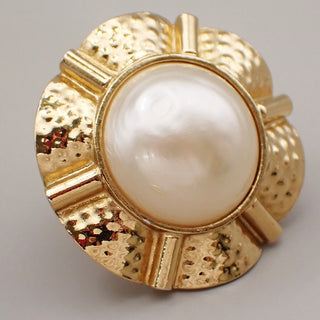 Chanel Vintage Round Clip-On Earrings Metal with Faux Pearl