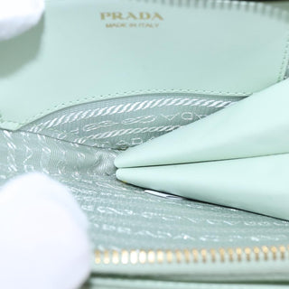 Prada Triangle Logo Zip Around Shoulder Bag Raffia and Leather