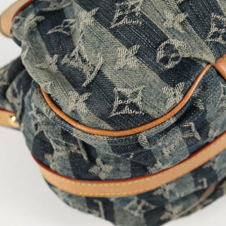 Louis Vuitton Porte Epaule Raye Handbag Striped Monogram Denim