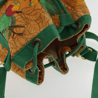 Hermes Vintage Drawstring Bucket Shoulder Bag Printed Canvas