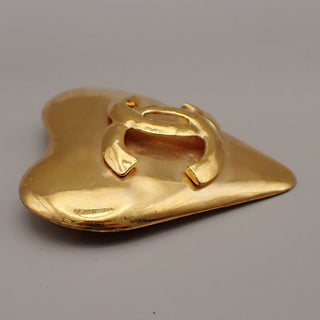 Chanel Vintage CC Heart Brooch Metal