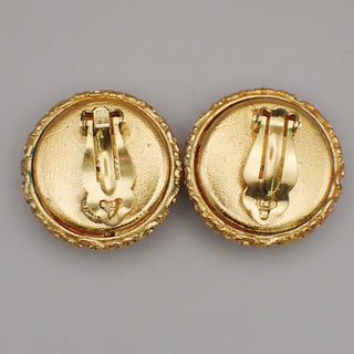 Chanel Vintage CC Logo Round Clip-on Earrings Metal with Crystals