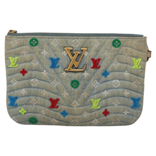 Louis Vuitton New Wave Zipped Pochette Monogram Embroidered Quilted Denim