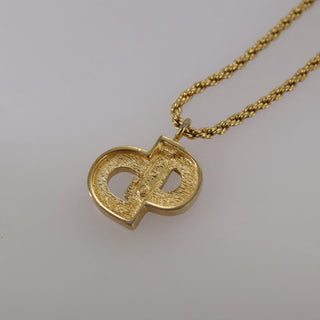Christian Dior CD Pendant Necklace Metal and Crystals